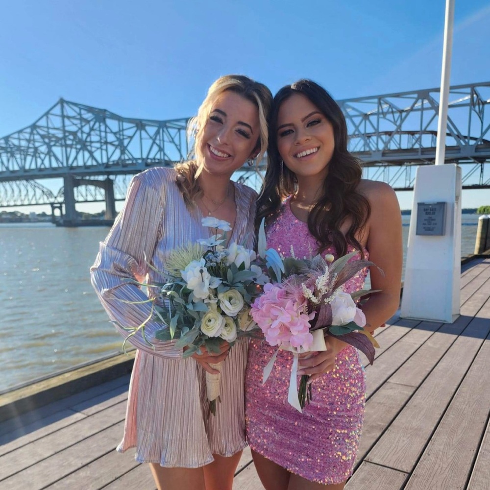 Francesca’s pink metallic romper